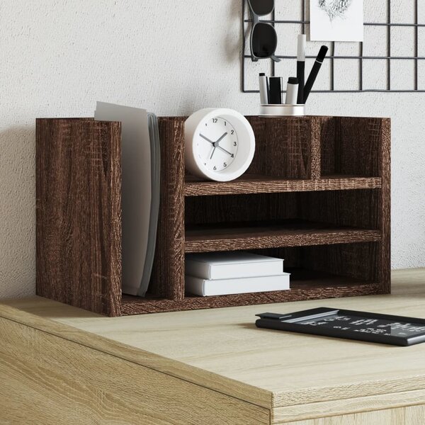 VidaXL Stolní organizér 44,5 x 24 x 25 cm kompozitní dřevo [848038] Barva: Bílá