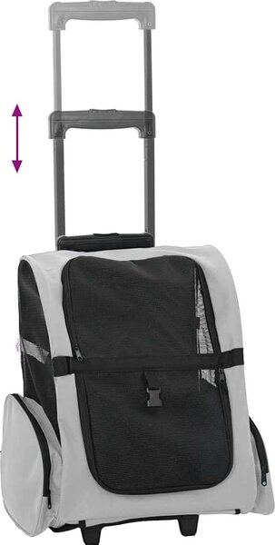 VidaXL Vozík pro domácí mazlíčky 3 v 1, design, barva, 48 x 32 x (57-106) cm, oxfordská látka [42007371] Barva: Šedá