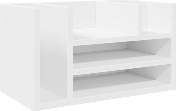 VidaXL Stolní organizér 44,5 x 24 x 25 cm kompozitní dřevo [848038] Barva: Bílá