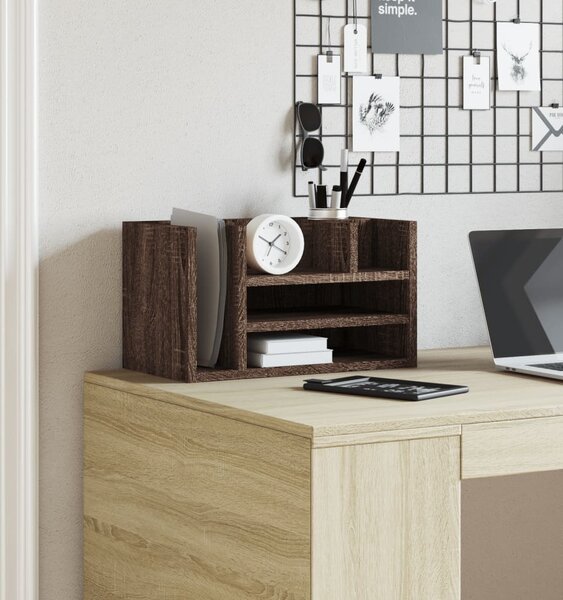 VidaXL Stolní organizér 44,5 x 24 x 25 cm kompozitní dřevo [848038] Barva: Bílá
