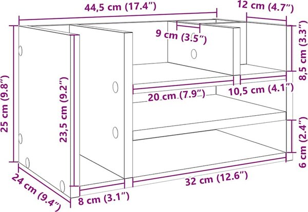 VidaXL Stolní organizér 44,5 x 24 x 25 cm kompozitní dřevo [848038] Barva: Bílá