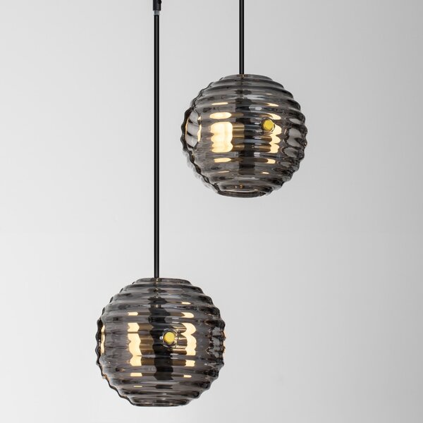 Kouřově šedé skleněné závěsné LED světlo Nova Luce Las 31 cm