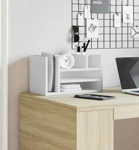 VidaXL Stolní organizér 44,5 x 24 x 25 cm kompozitní dřevo [848038] Barva: Bílá