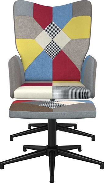 VidaXL Relaxační křeslo se stoličkou patchwork textil [328188] Barva: Černá