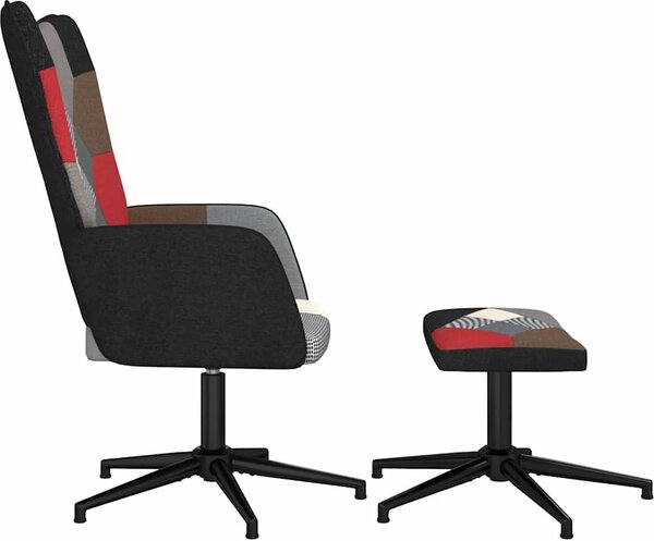 VidaXL Relaxační křeslo se stoličkou patchwork textil [328188] Barva: Černá