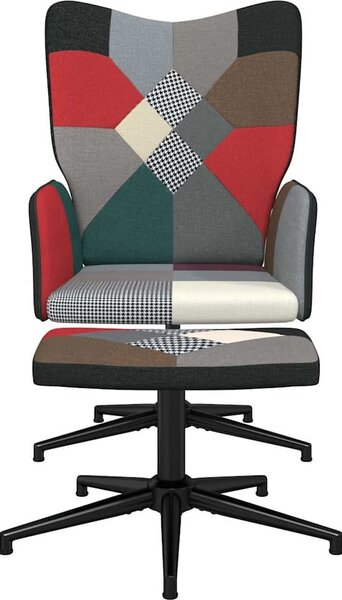 VidaXL Relaxační křeslo se stoličkou patchwork textil [328188] Barva: Černá