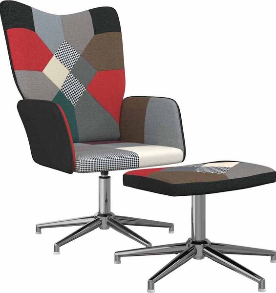 VidaXL Relaxační křeslo se stoličkou patchwork textil [328188] Barva: Černá