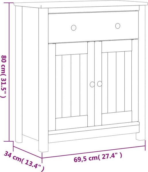 VidaXL Koupelnová skříňka BERG 69,5x34x80 cm masivní borové dřevo [358543] Barva: Černá