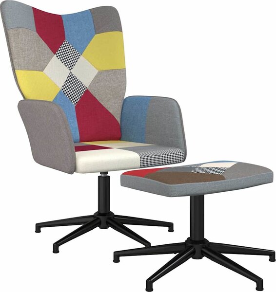 VidaXL Relaxační křeslo se stoličkou patchwork textil [328188] Barva: Černá