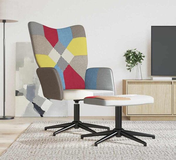 VidaXL Relaxační křeslo se stoličkou patchwork textil [328188] Barva: Černá