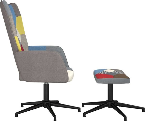 VidaXL Relaxační křeslo se stoličkou patchwork textil [328188] Barva: Černá