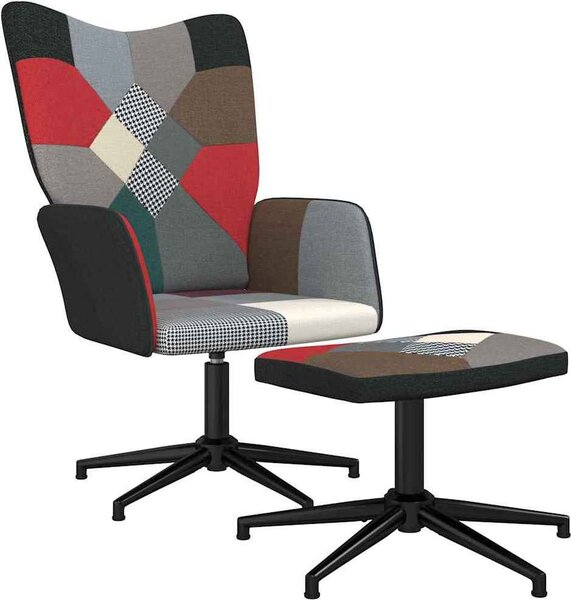 VidaXL Relaxační křeslo se stoličkou patchwork textil [328188] Barva: Černá