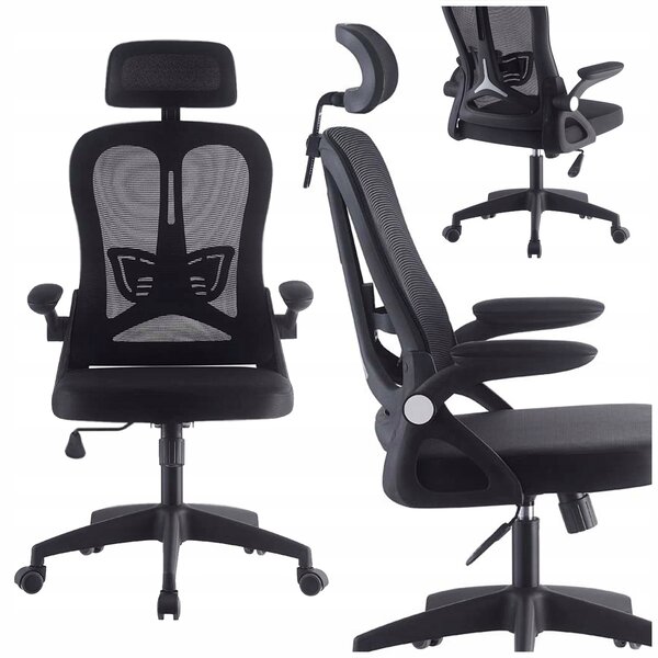 Otočná kancelářská židle Horseking černá ergonomická síťovaná s nastavením