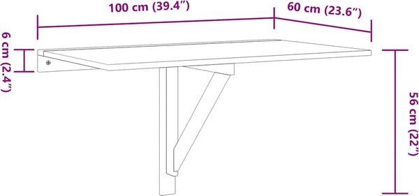 VidaXL Nástěnný sklápěcí stůl 100x60x56 cm kompozitní dřevo [243054] Barva: Černá