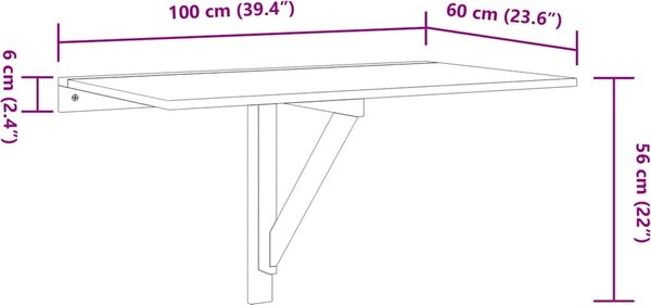VidaXL Nástěnný sklápěcí stůl 100x60x56 cm kompozitní dřevo [243054] Barva: Černá