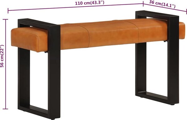 VidaXL Lavice černá a hnědá 110 cm pravá kozí kůže [342210]