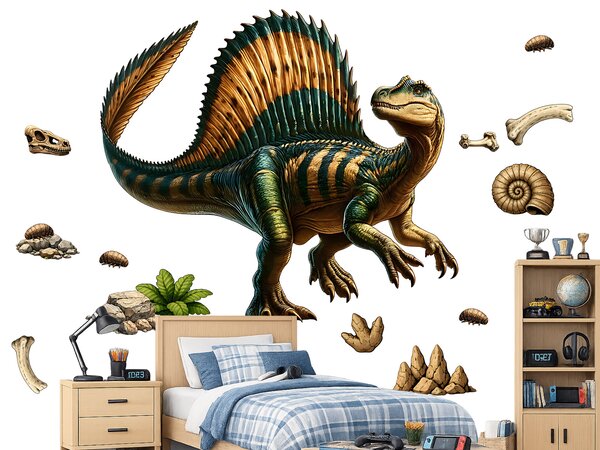 Spinosaurus textilní přelepitelná samolepka na zeď arch 46 x 40 cm