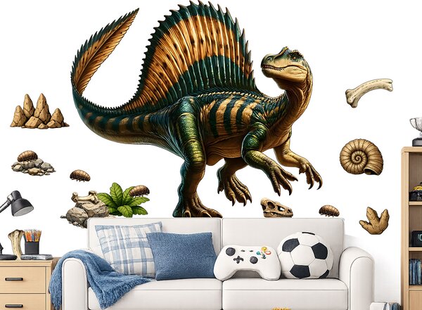 Spinosaurus textilní přelepitelná samolepka na zeď arch 46 x 40 cm