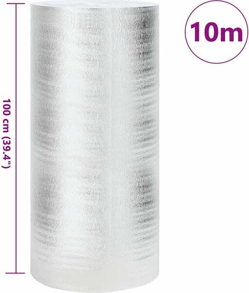 VidaXL Reflexní fólie za radiátor Stříbrná 10 x 1 m Polyethylen [42009834]
