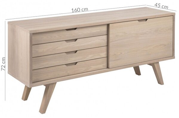 Actona Komoda A-Line 160 cm bělený dub