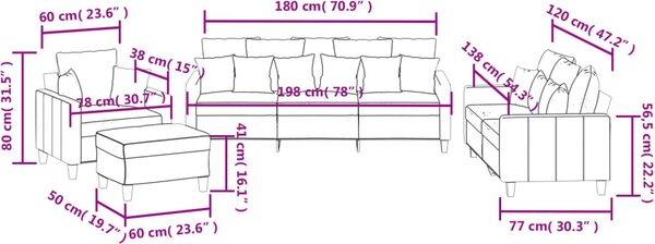 VidaXL 4dílná sedací souprava s polštáři textil [3201641] Barva: Černá