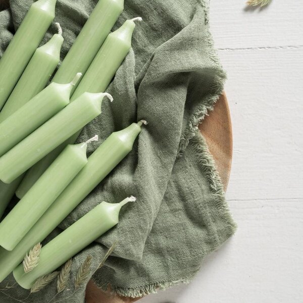 Vysoká svíčka Dusty Green Rustic 18 cm