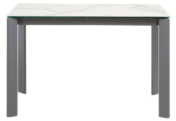 Bílý porcelánový rozkládací jídelní stůl Kave Home Axis II. 120/180 x 80 cm s tmavou podnoží