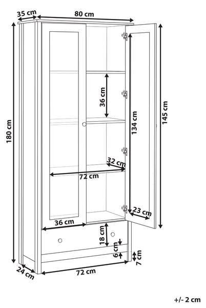 Skleněná vitrína NORNALUP 80 cm Bílá