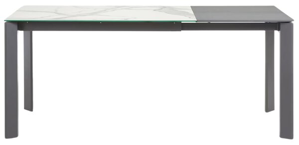 Bílý porcelánový rozkládací jídelní stůl Kave Home Axis II. 120/180 x 80 cm s tmavou podnoží