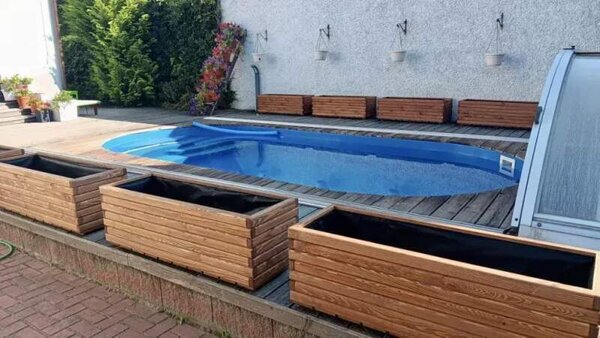 Dřevěný zahradní květináč AKSAMIT teak 1180x400x400 (Krásné zpracování)
