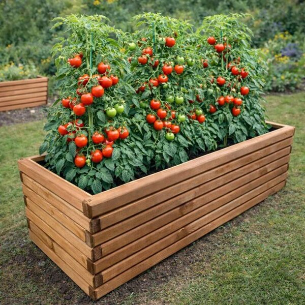Dřevěný zahradní květináč AKSAMIT teak 1180x400x400 (Krásné zpracování)