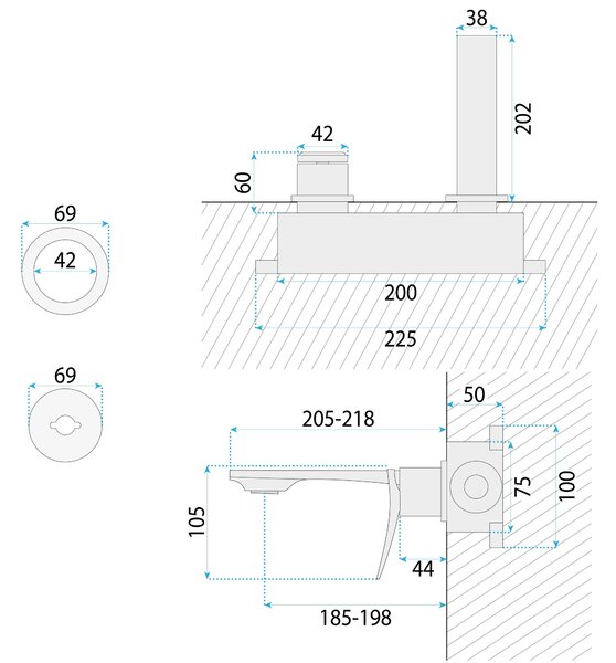 Rea Vision, podomítková umyvadlová baterie, měděná matná, REA-B6881