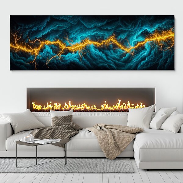 Obraz na plátně - Temná mračna s blesky FeelHappy.cz Velikost obrazu (šířka x výška): 60 x 20 cm