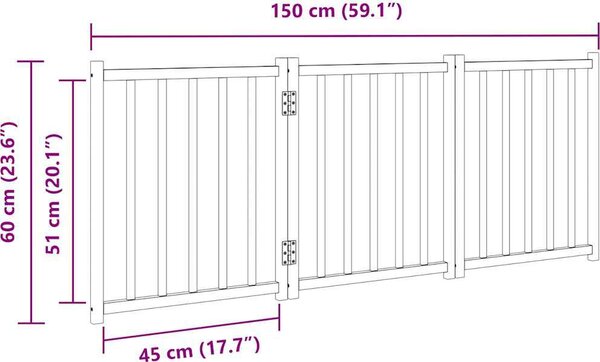VidaXL Zábrana pro psy skládací 3 panely 150 cm masivní jedle [352276] Barva: Přírodní