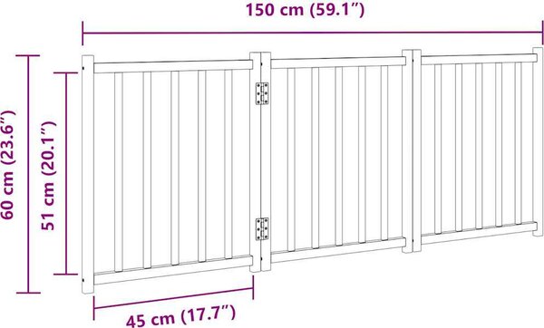 VidaXL Zábrana pro psy skládací 3 panely 150 cm masivní jedle [352276] Barva: Přírodní