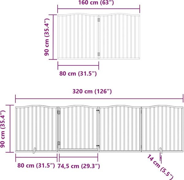 VidaXL Zábrana pro psy s dvířky skládací 6 panelů 480 cm topol [3155613] Barva: Přírodní