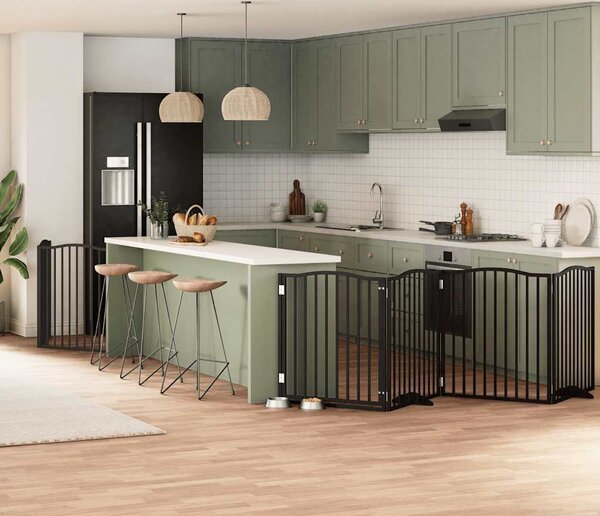 VidaXL Zábrana pro psy s dvířky skládací 6 panelů 480 cm topol [3155613] Barva: Přírodní