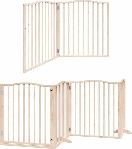 VidaXL Zábrana pro psy s dvířky skládací 6 panelů 480 cm topol [3155613] Barva: Přírodní