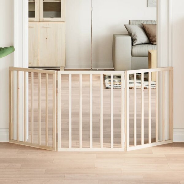 VidaXL Zábrana pro psy skládací 3 panely 150 cm topolové dřevo [352172] Barva: Přírodní