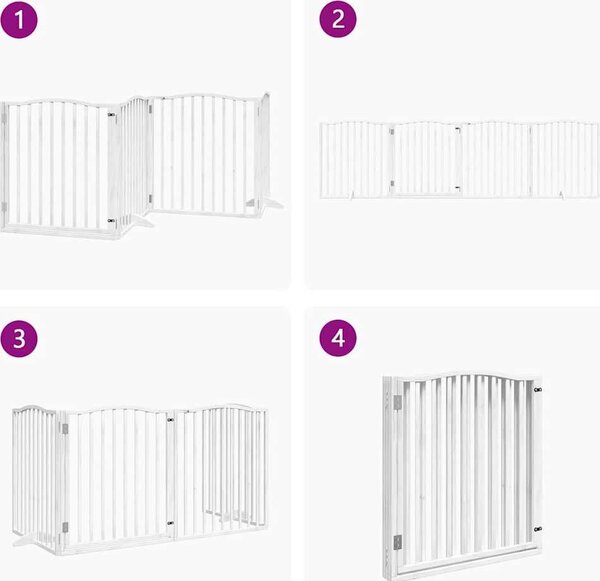 VidaXL Zábrana pro psy s dvířky skládací 4 panely 320 cm [352211] Barva: Přírodní