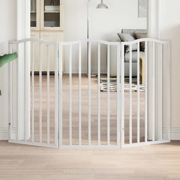VidaXL Zábrana pro psy skládací 3 panely 150 cm topolové dřevo [352230] Barva: Bílá