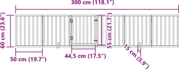 VidaXL Zábrana pro psy s dvířky skládací 6 panelů 300 cm topol [352173] Barva: Černá