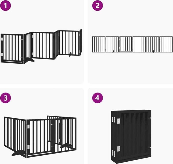 VidaXL Zábrana pro psy s dvířky skládací 6 panelů 300 cm topol [352173] Barva: Černá