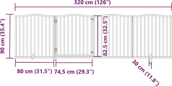 VidaXL Zábrana pro psy s dvířky skládací 4 panely 320 cm [352211] Barva: Přírodní
