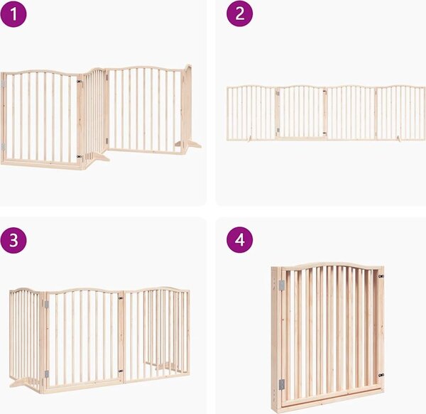 VidaXL Zábrana pro psy s dvířky skládací 4 panely 320 cm [352211] Barva: Přírodní