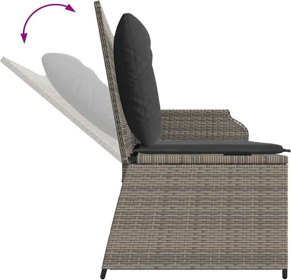 VidaXL Polohovací zahradní lavice s poduškami polyratan [368938] Barva: Černá