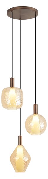 Designové závěsné svítidlo tmavě bronzové se 3 světly - Ard