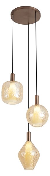 Designové závěsné svítidlo tmavě bronzové se 3 světly - Ard