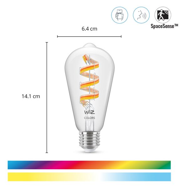 WiZ LED žárovka E27 ST64 6,3W 470lm 2200-6500K RGB IP20, stmívatelná