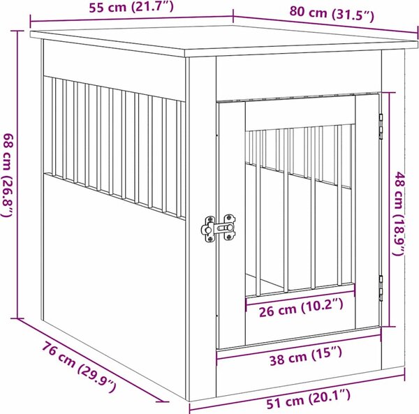 VidaXL Psí bouda a koncový stolek 55x80x68 cm kompozit [862176] Barva: kouřový dub